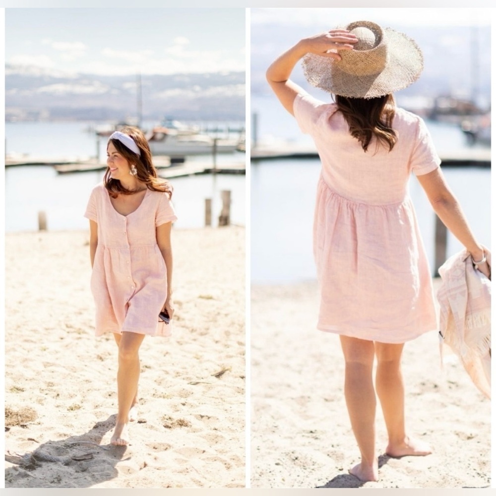 NWT Jillian Harris Linen Dress Pink Large X Priv